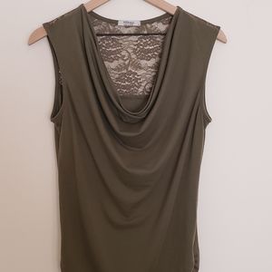 Olive top with lace detail on back